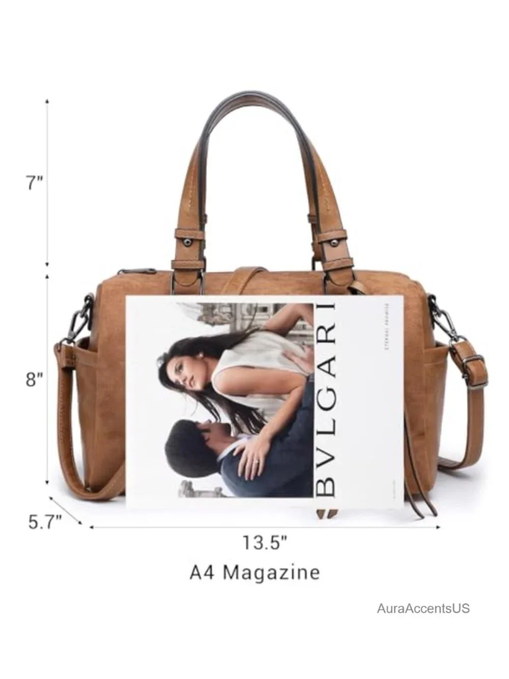 Soft Vegan Leather Barrel Satchel Tote with Top Handles